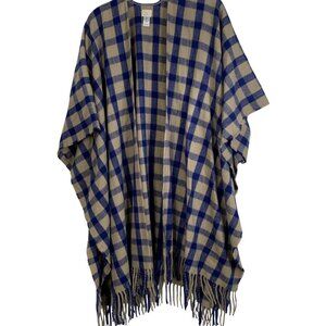 Cozy A New Day OSFM Plaid Wrap Cardigan With Fringe RDD10482